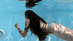 Skinny Hungarian Lana Swims Nude Poolside Teasing Ass