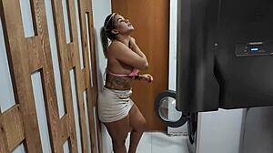 stepmom luna oliveira's big ass stuck in washer gets pounded by stepson's big cock
