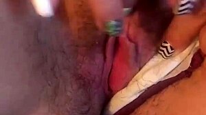 i couldn't hold back watching this bbw mature wife's hairy pussy cum through panties
