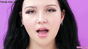 Elegant brunette teases during casting photoshoot