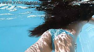 Skinny Hungarian Lana Swims Nude Poolside Teasing Ass