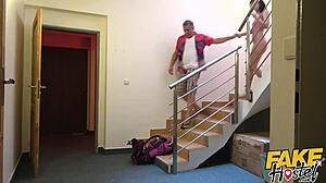 My heart races as this brunette milf's natural tits bounce during wild car hostel fuck