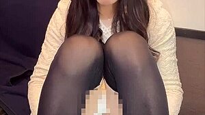 cute japanese ladyboy in mini dress quietly masturbates her ass and cock!
