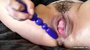 Old chubby bbw squirts hard on dildo in homemade fun