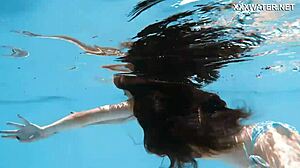 Skinny Hungarian Lana Swims Nude Poolside Teasing Ass