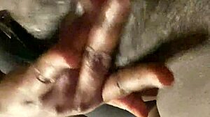 skinny ebony street hooker spreads her wet hairy pussy for solo play