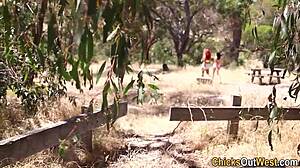 AUSTRALIAN LESBIANS RIM EACH OTHER OUTDOORS!