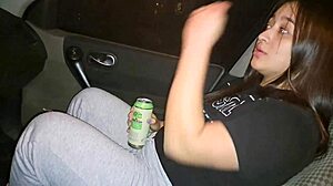 big ass horny latina bends over in public park for anal creampie with buttplug