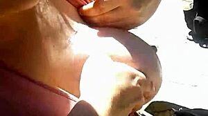 huge tits girlfriend flashes and rubs publicly for thrill