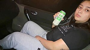 big ass horny latina bends over in public park for anal creampie with buttplug