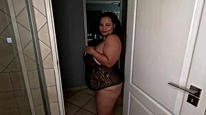 whoa, check this big tits bbw soaping up her huge ass in shower! 🧼🍑