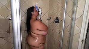 whoa, check this big tits bbw soaping up her huge ass in shower! 🧼🍑