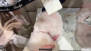 Milf sneaks masturbation fingering in store changing room underwear