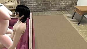 Femboy seduces girl in sultry sims 4 bedroom play