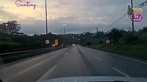 Almost Caught by Cop Hubby While Flashing Monster Cock in Car Cuckold