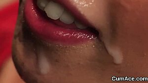 classy bimbo teases with handjobs before swallowing massive facial cum blast