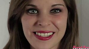 Green-eyed livia masturbates deepthroats gets pounded jizzed hard