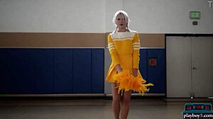 Petite Blonde Milf Cheerleader Lennon Elizabeth Strips On Court