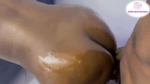 exotic african babe nimi bends over for creampie after food play fetish