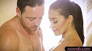 Petite Brunette Client Gets Boned Hard By Pervy Masseur In Bath