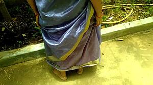 desi big ass milf fingers wet pussy and pisses in courtyard outdoor public jungle