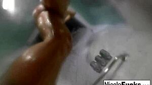 ohh nicole aniston in steamy shower rubbin her big tits n pussy