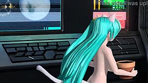 Hatsune Miku Nude Mod Full Cat Costume Goddess Pose