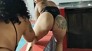 Red Barbie Fit Teases Wedgie Bum Peek