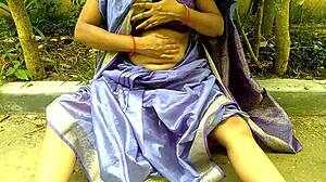desi big ass milf fingers wet pussy and pisses in courtyard outdoor public jungle