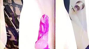 WATCH HOT TRANNY KANDI SCREAM AS THICK PURPLE DILDO WRECKS HER ASS!!