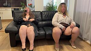 turns out the chubby wife couldn't resist pulling out toys with her curvy sister for a wet pussy rubbing session on the bed