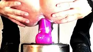 WATCH HOT TRANNY KANDI SCREAM AS THICK PURPLE DILDO WRECKS HER ASS!!