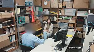 Guard Sneaks Threesome with Office Pair