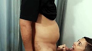 perverted couple rips clothes for wet pussy licking and doggystyle in store dressing room