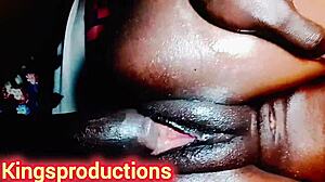 Kingsproductions pounds her shaved tight pussy raw bent over doggystyle
