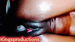 Kingsproductions pounds her shaved tight pussy raw bent over doggystyle