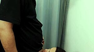 perverted couple rips clothes for wet pussy licking and doggystyle in store dressing room