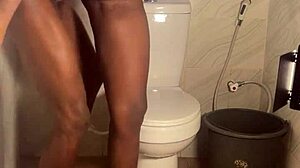 bathroom homemade tease through sheer fabric