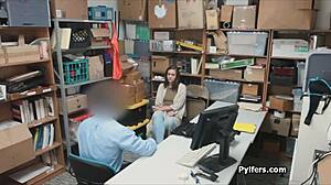 Guard Sneaks Threesome with Office Pair
