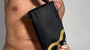 testing new toys on muscular brazilian bodybuilder slave's big cock