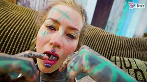 tattoo slut, wanna see your big dildo gape my ass in fishnets?