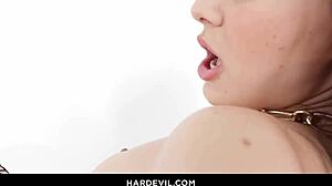 Liz Jordan's cute anus gapes wide from huge cock assfucking