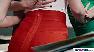 three horny teachers strap on for classroom anal dp and pussy licking frenzy