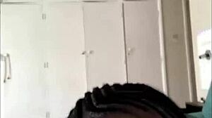 curvy ebony amateur dances in lingerie cramming huge dildo up narrow ass 😈🍑🔥