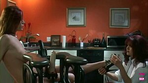 Redheaded Lesbian Babe Forces Big Breasted Lady to Eat Juicy Cakes and Fresh Fruit