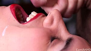 Watch her swallow that close-up mouthful cumshot!