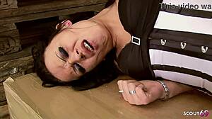 slim german pueppi gags deepthroat monster cock garage risky cum mouth