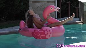 Slender Bikini Blonde Babe Sixty-Nines Outdoor with Cum in Mouth Finish!
