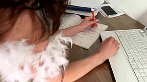 oiled student step sis bends over tight ass for rough creampie doggystyle fun