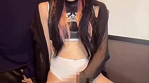 hey cute japanese shemale in swimsuit 😘 jerks off her cock so quietly and beautiful 💦 wanna watch??